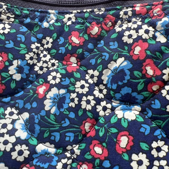 handbag Floral Jean Denim Small Y2K Retro Quilted  Lightweight Zip Close Blue - Picture 7 of 10